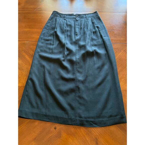 Liz Sport by Liz Claiborne Vintage Black Midi Skirt size 10 Pleated Front 90's - Picture 5 of 10